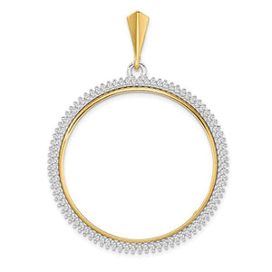 14K Gold Two Tone Diamond US $20 Dollar Liberty US $20 Dollar St Gaudens Coin Holder Holds 34.2mm Coins Bezel Prong Pendant Charm