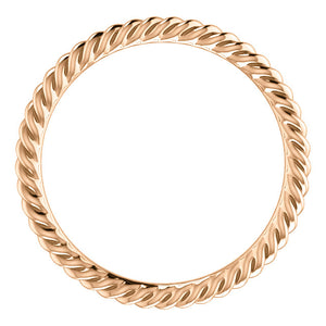 14k Rose Gold 1.5mm Skinny Rope Design Ring Band Stackable Layering