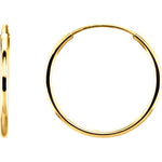 Carregar imagem no visualizador da galeria, 14k Yellow Gold Round Endless Hoop Earrings 10mm 12mm 15mm 20mm 24mm x 1mm

