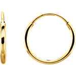 Load image into Gallery viewer, 14k Yellow Gold Round Endless Hoop Earrings 10mm 12mm 15mm 20mm 24mm x 1mm
