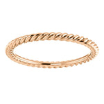 Carregar imagem no visualizador da galeria, 14k Rose Gold 1.5mm Skinny Rope Design Ring Band Stackable Layering
