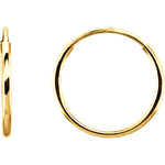 Carica l&#39;immagine nel visualizzatore di Gallery, 14k Yellow Gold Round Endless Hoop Earrings 10mm 12mm 15mm 20mm 24mm x 1mm
