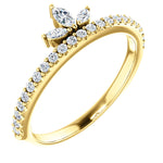 將圖片載入圖庫檢視器 Platinum 14k Yellow Rose White Gold Silver 1/3 CTW Diamond Crown Ring Stackable
