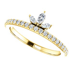 Ladda upp bild till gallerivisning, Platinum 14k Yellow Rose White Gold Silver 1/3 CTW Diamond Crown Ring Stackable
