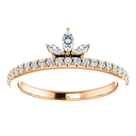 Cargar imagen en el visor de la galería, Platinum 14k Yellow Rose White Gold Silver 1/3 CTW Diamond Crown Ring Stackable
