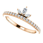 Afbeelding in Gallery-weergave laden, Platinum 14k Yellow Rose White Gold Silver 1/3 CTW Diamond Crown Ring Stackable
