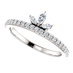 Charger l&#39;image dans la galerie, Platinum 14k Yellow Rose White Gold Silver 1/3 CTW Diamond Crown Ring Stackable

