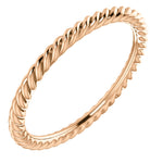 Lade das Bild in den Galerie-Viewer, 14k Rose Gold 1.5mm Skinny Rope Design Ring Band Stackable Layering
