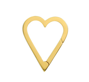 14k Yellow Gold Heart Push Clasp Lock Connector Pendant Charm Hanger Bail Enhancer