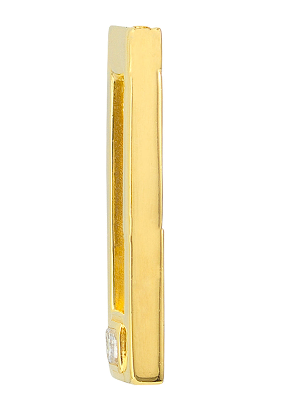 14k Yellow Gold Diamond Rectangle Push Clasp Lock Connector Pendant Charm Hanger Bail Enhancer