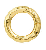 將圖片載入圖庫檢視器 14K Yellow Gold 19.5mm Round Hammered Push Clasp Lock Connector Enhancer Hanger for Pendants Charms Bracelets Anklets Necklaces
