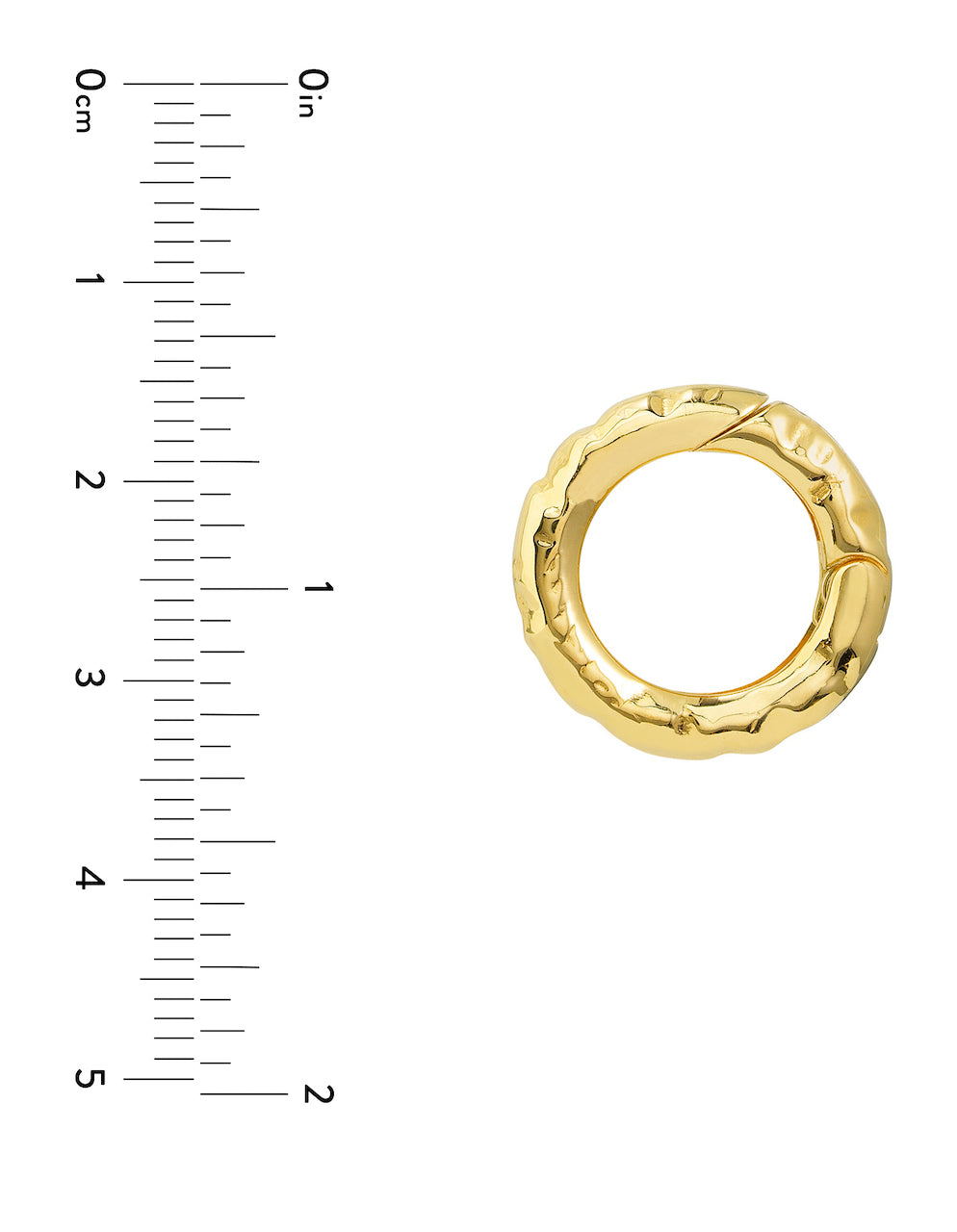 14K Yellow Gold 19.5mm Round Hammered Push Clasp Lock Connector Enhancer Hanger for Pendants Charms Bracelets Anklets Necklaces