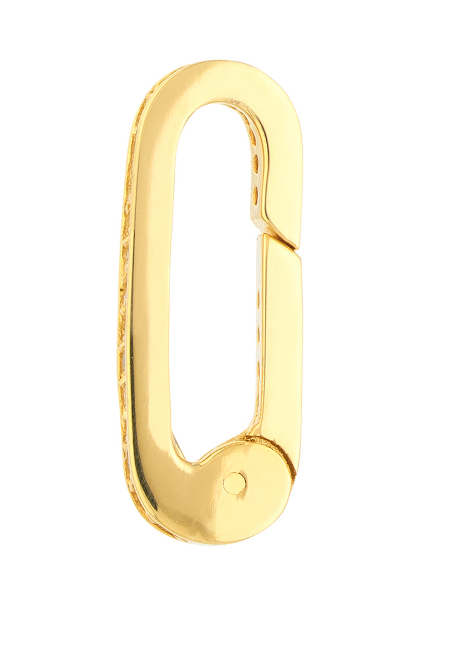 14k Yellow Gold Diamond Push Clasp Lock Connector Pendant Charm Hanger Bail Enhancer