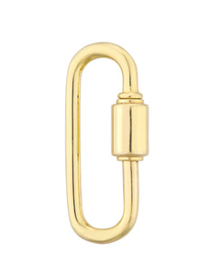 14k Yellow Gold Carabiner Oval Clasp Lock Connector Pendant Charm Hanger Bail Enhancer