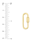 Ladda upp bild till gallerivisning, 14k Yellow Gold Carabiner Oval Clasp Lock Connector Pendant Charm Hanger Bail Enhancer
