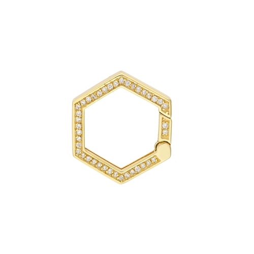 14k Yellow Gold Diamond Hexagon Push Clasp Lock Connector Pendant Charm Hanger Bail Enhancer