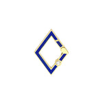画像をギャラリービューアに読み込む, 14k Yellow Gold Diamond Navy Blue Enamel Rhombus Geometric Style Push Clasp Lock Connector Pendant Charm Hanger Bail Enhancer
