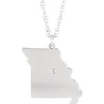 Indlæs billede til gallerivisning 14k Gold 10k Gold Silver Missouri MO State Map Diamond Personalized City Necklace

