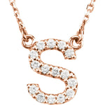 將圖片載入圖庫檢視器 14k Gold 1/6 CTW Diamond Alphabet Initial Letter S Necklace
