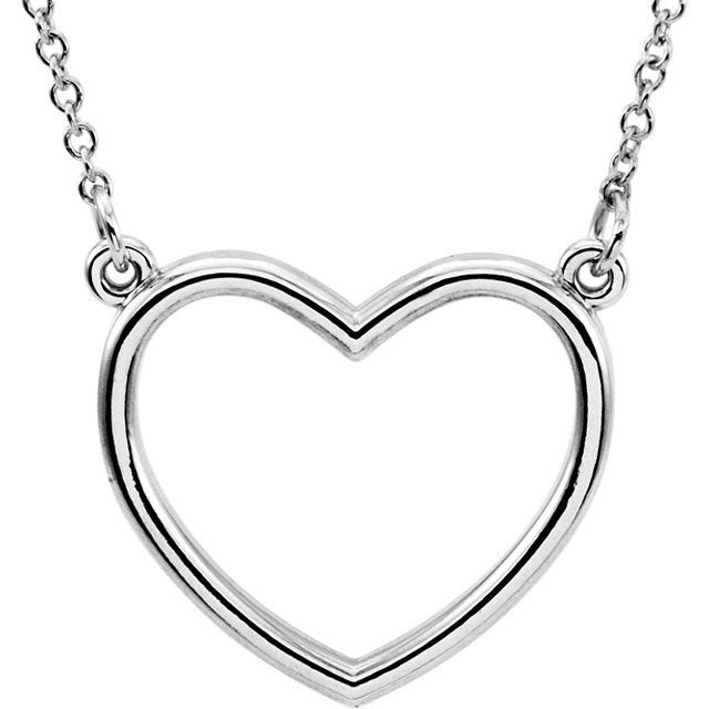 Platinum or 14k Gold or Sterling Silver 17x15.75mm Heart Necklace