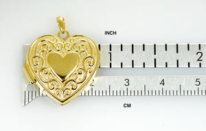 14k Yellow Gold Heart Photo Locket Pendant Charm Customized Personalized