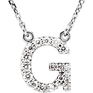 14k Gold 1/6 CTW Diamond Alphabet Initial Letter G Necklace