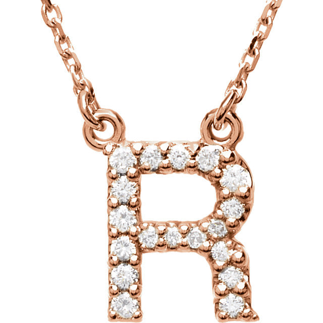 14k Gold 1/6 CTW Diamond Alphabet Initial Letter R Necklace – Bengjo