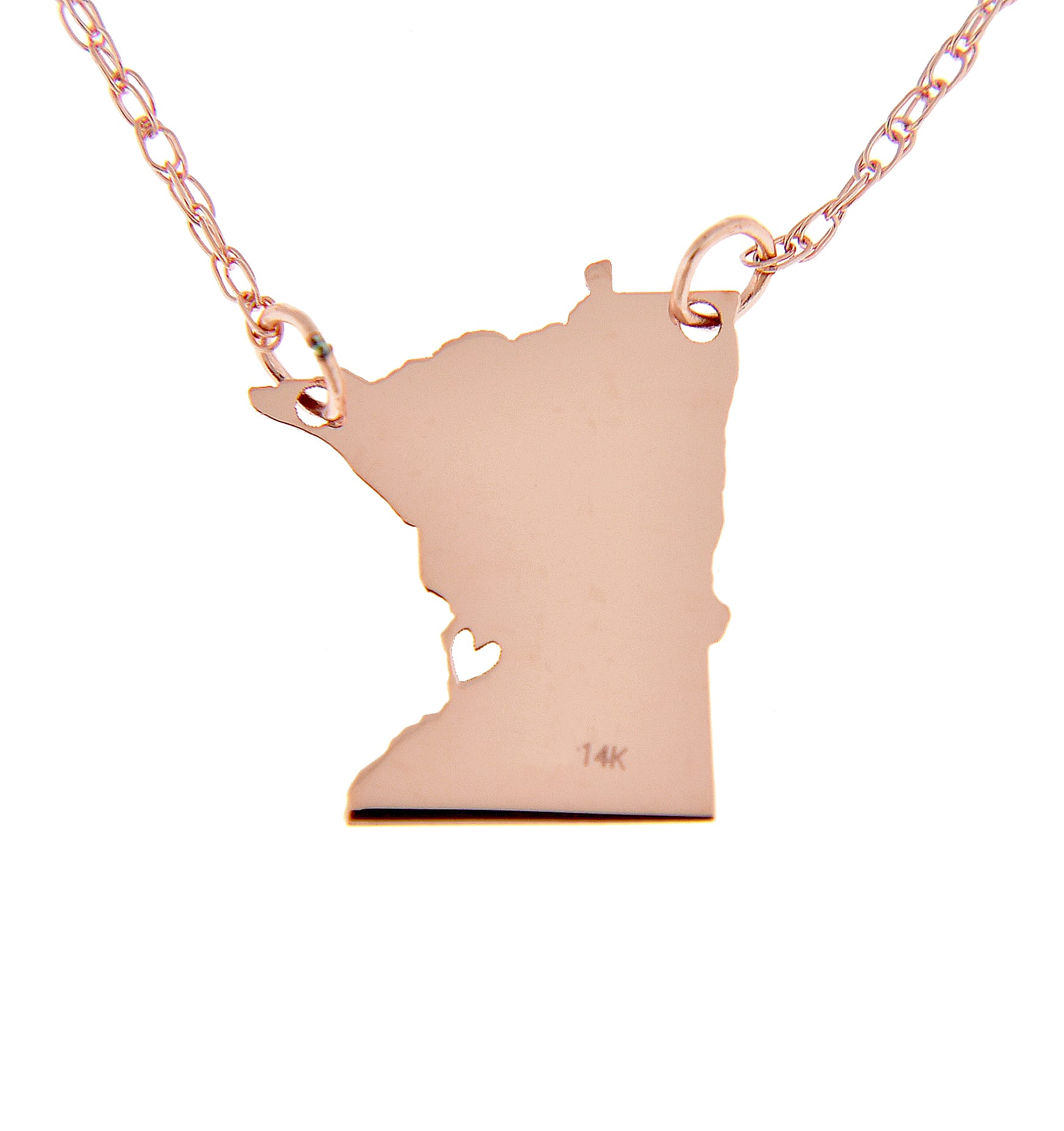 14k Gold 10k Gold Silver Minnesota State Heart Personalized City Necklace