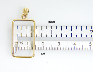 14K Yellow Gold Holds 23.5mm x 14mm Coins or Credit Suisse 5 gram Mounting Holder Pendant