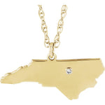 Load image into Gallery viewer, 14k Gold 10k Gold Silver North Carolina NC State Map Diamond Personalized City Necklace
