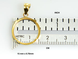 14K Yellow Gold Coin Holder for 15mm Coins or United States US $1 One Dollar Coin Tab Back Frame Pendant Charm