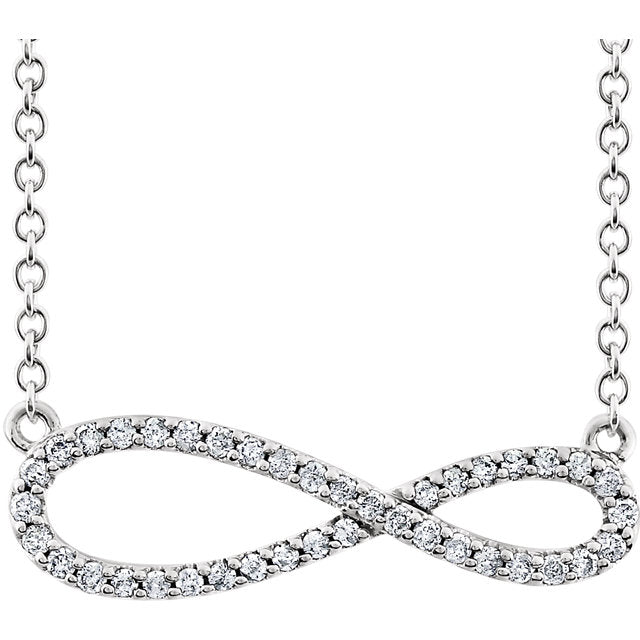 14k White Gold 1/4 CTW Diamond Infinity Necklace