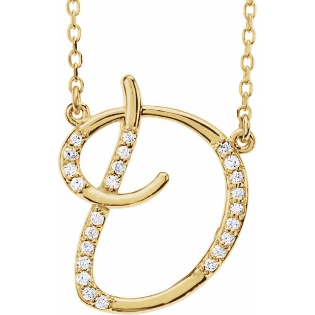 14K Yellow Rose White Gold Diamond Letter D Initial Alphabet Necklace Custom Made To Order