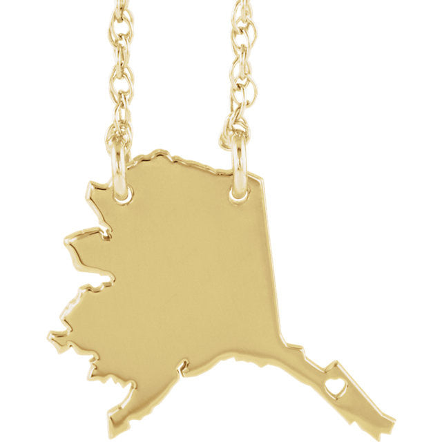 14k Gold 10k Gold Silver Alaska State Heart Personalized City Necklace