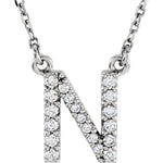 Load image into Gallery viewer, 14k Gold 1/6 CTW Diamond Alphabet Initial Letter N Necklace
