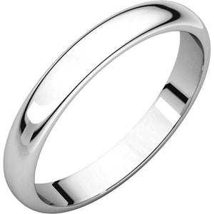 Platinum 3mm Wedding Ring Band Standard Fit Half Round Standard Weight