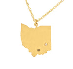 Indlæs billede til gallerivisning 14k Gold 10k Gold Silver Ohio OH State Map Diamond Personalized City Necklace
