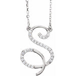 Load image into Gallery viewer, 14K Yellow Rose White Gold Diamond Letter S Initial Alphabet Necklace Custom Made To Order
