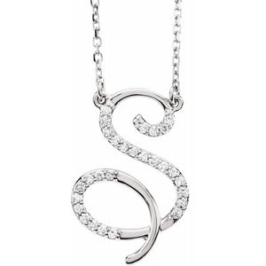 14K Yellow Rose White Gold Diamond Letter S Initial Alphabet Necklace Custom Made To Order