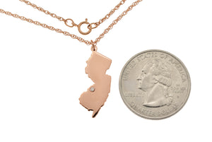 14k Gold 10k Gold Silver New Jersey NJ State Map Diamond Personalized City Necklace