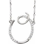 Load image into Gallery viewer, 14K Yellow Rose White Gold Diamond Letter O Initial Alphabet Necklace Custom Made To Order
