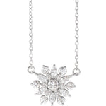 Afbeelding in Gallery-weergave laden, Platinum 14k Yellow Rose White Gold Sterling Silver 1/2 CTW Diamond Starburst Cluster Necklace
