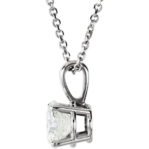 14k White Gold 1 CTW Diamond Solitaire Necklace 18 inch
