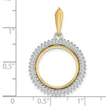 Load image into Gallery viewer, 14K Gold Two Tone Diamond 1/10 oz Maple Leaf 1/10 oz Philharmonic 1/10 oz Australian Nugget 1/10 oz Kangaroo Coin Holder Holds 16mm Coins Bezel Prong Pendant Charm
