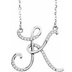 Load image into Gallery viewer, 14K Yellow Rose White Gold Diamond Letter K Initial Alphabet Necklace Custom Made To Order

