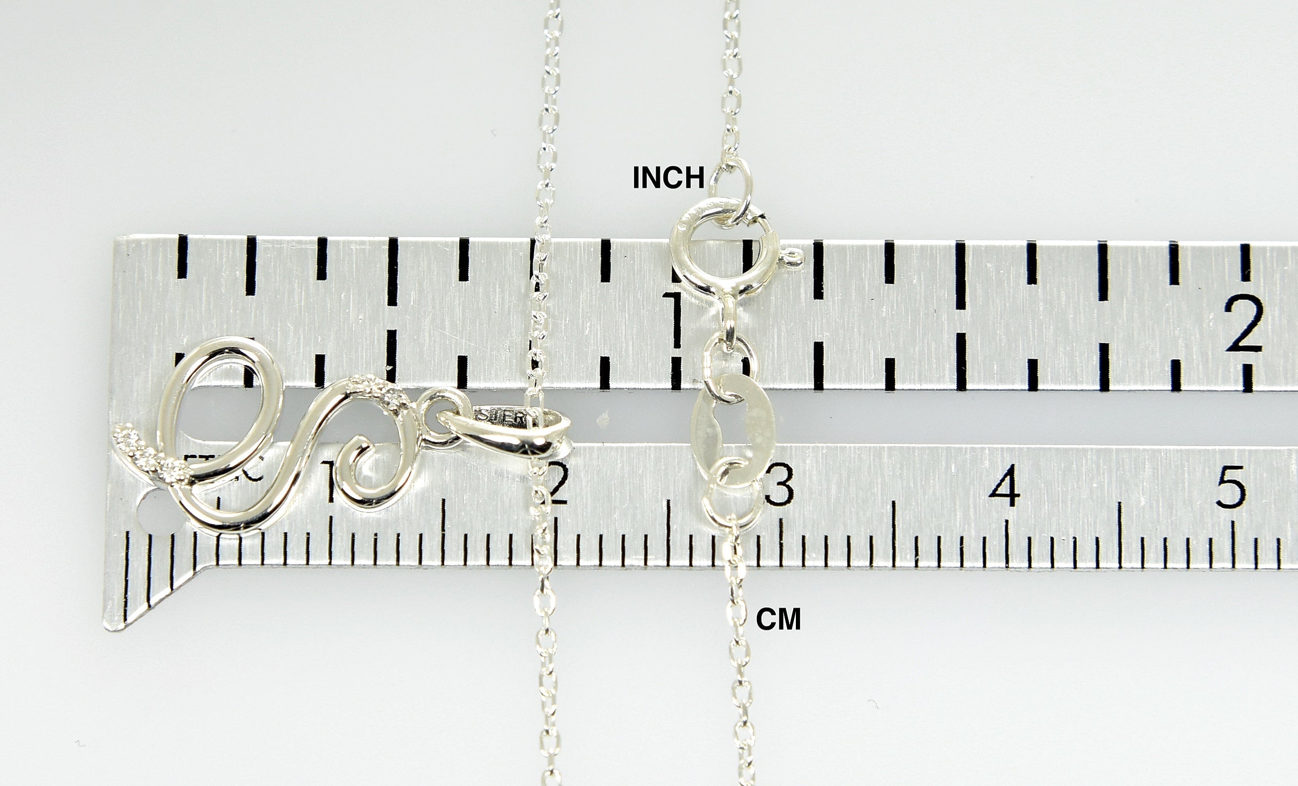 14k Gold or Sterling Silver .03 CTW Diamond Script Letter S Initial Necklace