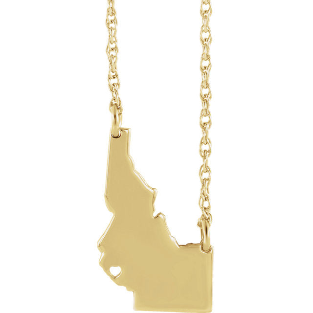 14k Gold 10k Gold Silver Idaho State Heart Personalized City Necklace