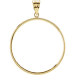Carregar imagem no visualizador da galeria, 14K Yellow Gold Coin Holder for 34.3mm x 2.4mm Coins or United States US $20 Dollar or Mexican 1 oz ounce Tab Back Frame Pendant Charm
