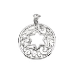 Load image into Gallery viewer, 18K 14K 10K Yellow White Gold Star of David Round Pendant Charm 34mm x 27.5mm
