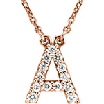 將圖片載入圖庫檢視器 14k Gold 1/8 CTW Diamond Alphabet Initial Letter A Necklace
